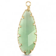 Hanger van Crystal Glass ovaal 30mm Apple green-gold
